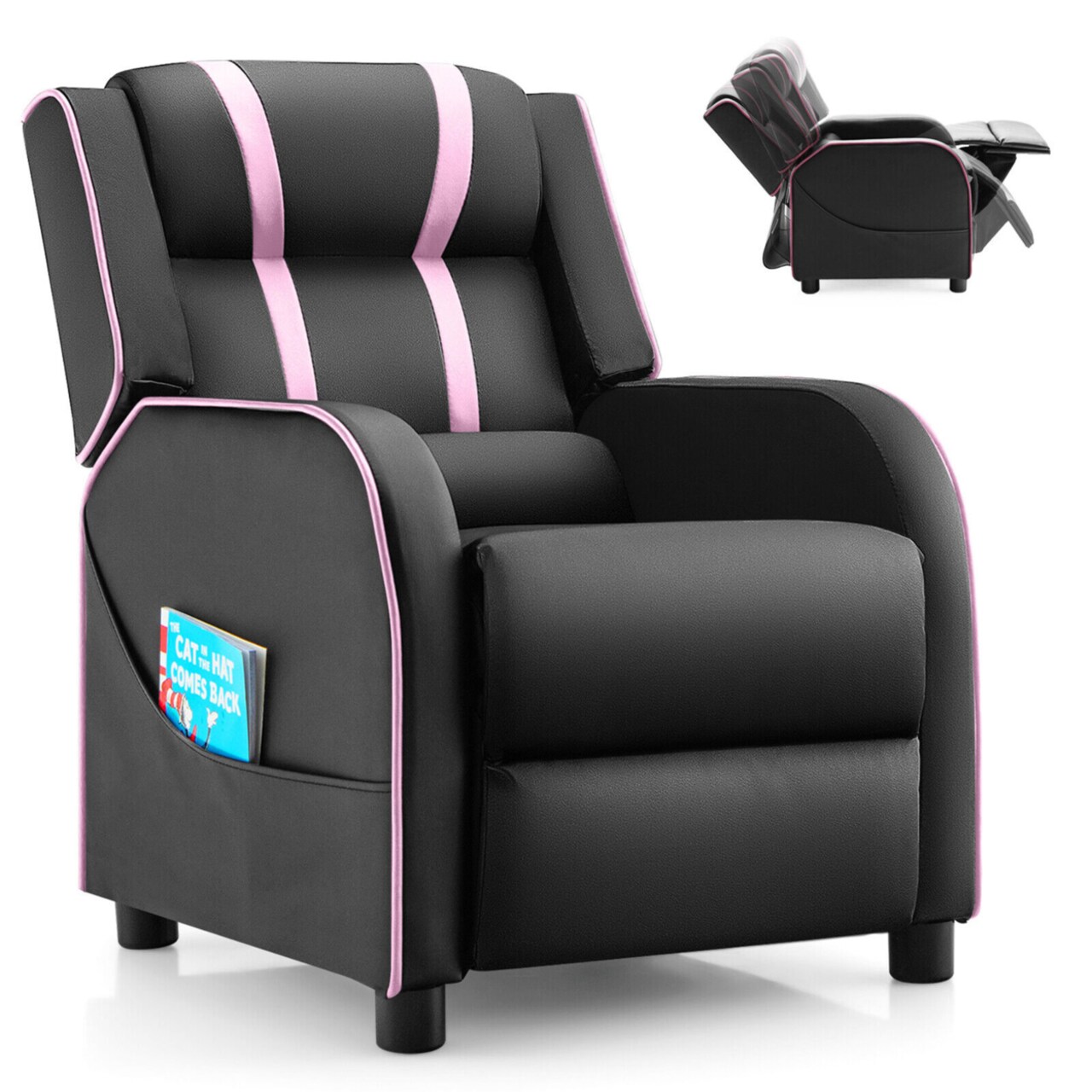 Kids Recliner Chair Ergonomic Leather Sofa Armchair W/Footrest Side Pocket